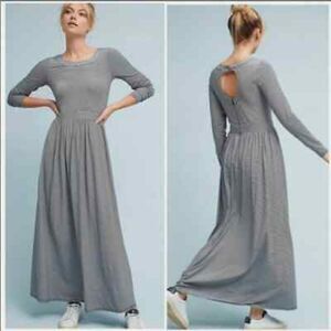 Sunday in Brooklyn Anthro Black White Stripe Long Sleeve Cotton Blend Maxi Dress